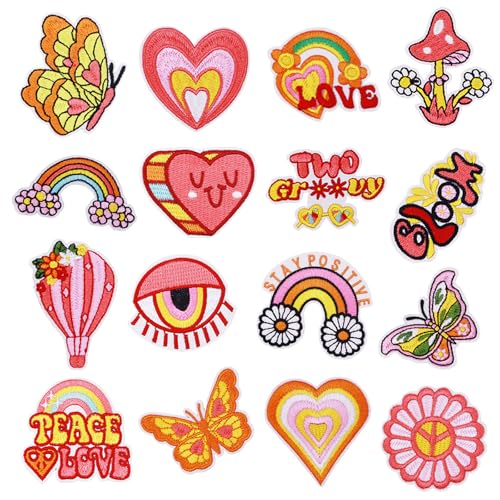 ZIJANG 16 Stück Bügelpatches, Süße Sticker zum Aufbügeln, Stickerei Bügelaufkleber, 16 Stile Aufnäher für Jacke, Bügelbilder für Textilien für Kleidung, Schuhe, Hüte ZIJANG 16 Stück Bügelpatches, Süße Sticker zum Aufbügeln, Stickerei Bügelaufkleber, 16 Stile Aufnäher für Jacke, Bügelbilder für Textilien für Kleidung, Schuhe, Hüte von ZIJANG