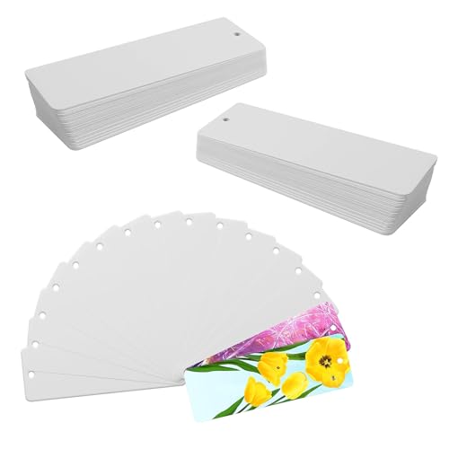 ZIJANG 60 Stück Lesezeichen Basteln, 14 x 5 cm Geschenkanhänger Blanko, Lesezeichen Papier mit Löchern, Postkarten Blanko zum Basteln Postkarten, Lesezeichen, Gemälden, DIY-Dekoration von ZIJANG