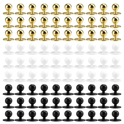 ZIJANG Kochjackenknöpfe 90 Stück Gold Weiß Schwarz Ball Buttons for Chef's Jacket, Küchenjackenknöpfe, Ball Buttons für Kochkleidung, Arbeitskleidung von ZIJANG