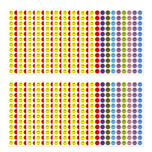ZIJANG Smiley Aufkleber, 2400 Stück Smileys in 10 Farben, Mini Belohnungssticker für Lehrer und Eltern zur Förderung der Interaktion mit Schülern von ZIJANG