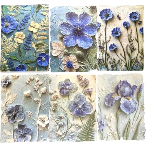 23 Blatt Vintage blaue Blumen Scrapbook Papier geprägtes strukturiertes Papier Kit Collage Zubehör für Decoupage Handwerk Scrapbooking Kartenherstellung Pinnwand Junk Journaling Verzierung 23 Blatt Vintage blaue Blumen Scrapbook Papier geprägtes strukturiertes Papier Kit Collage Zubehör für Decoupage Handwerk Scrapbooking Kartenherstellung Pinnwand Junk Journaling Verzierung von ZIKERVDO