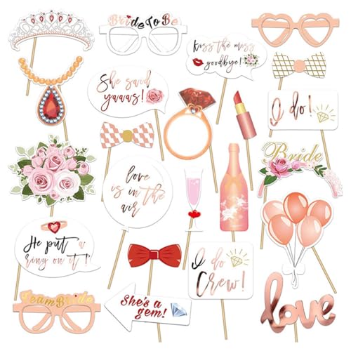 23 Stück Hochzeit Fotobox Accessoires, Requisiten für Brautjungfern und Junggesellinnenabschied, Fotobox Roségold Hochzeitsdeko, Party Deko, Tischdeko, Hochzeit 23 Stück Hochzeit Fotobox Accessoires, Requisiten für Brautjungfern und Junggesellinnenabschied, Fotobox Roségold Hochzeitsdeko, Party Deko, Tischdeko, Hochzeit von ZILZUFA