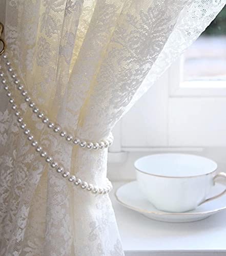 ZILucky 2 Stück Vorhang Raffhalter Elegante Perlen Raffhalter Handgemachte Fensterbehandlung Klassische romantische Stil Dekor Zubehör (White-Style2) von ZILucky
