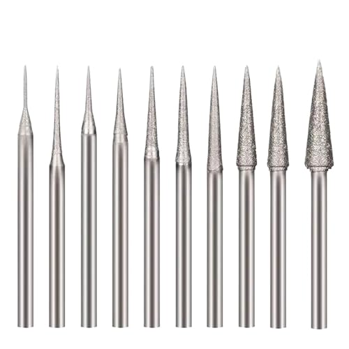 10 Stück Diamant-Schleifkopf-Frässtifte In Verschiedenen Größen, Steinschnitz-Bits For Rotationswerkzeuge Mit 3/32-Zoll-Schaft (D-Typ, Stachelige Form) von ZINTCBLGE