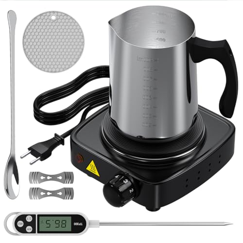 ZIONYA Professionelles Kerzenherstellung-Set - 900ml Edelstahl-Gießtopf + Werkzeuge - Komplettset für Anfänger Profis inkl Thermometer ﻿ von ZIONYA