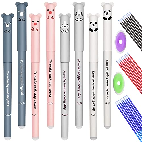 ZIOYA Gelschreiber Kugelschreiber 0,35 mm Radierbarer Kawaii Gel Stift 8 Stück Personifizieren Panda Gelstifte Set mit Nachfüllung für Kinder und Erwachsene Skizzieren Zeichnen Schule Bürobedarf von ZIOYA