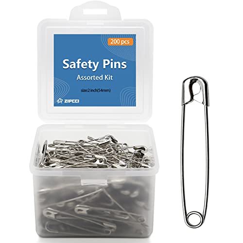 ZIPCCI Sicherheitsnadeln, 5,1 cm, 200 Stück, robust, große Sicherheitsnadeln, Stahldraht. ZIPCCI Sicherheitsnadeln, 5,1 cm, 200 Stück, robust, große Sicherheitsnadeln, Stahldraht. von ZIPCCI