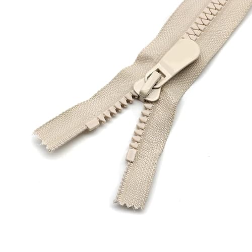 ZIPZSY 2 Stück 20 cm 8# Reißverschluss aus Kunstharz mit dreieckigen Zähnen (geschlossenes Ende), einzelner Schieber, robust, zum Nähen in verschiedenen Größen, Kleidung und Taschen (beige) von ZIPZSY
