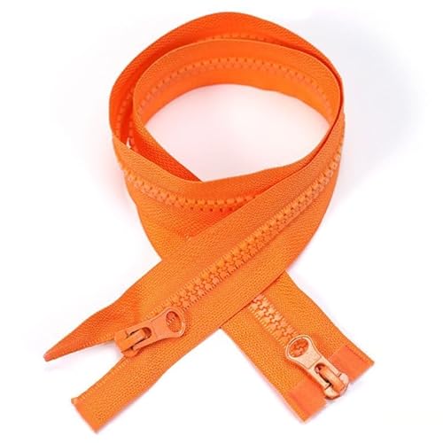 ZIPZSY 2 Stück #5 Kunstharz teilbar mit Reißverschluss (2-Wege), Reißverschlüsse mit Doppelschieber für Kleidung und DIY-Nähprojekte (Orange, 80 cm) von ZIPZSY