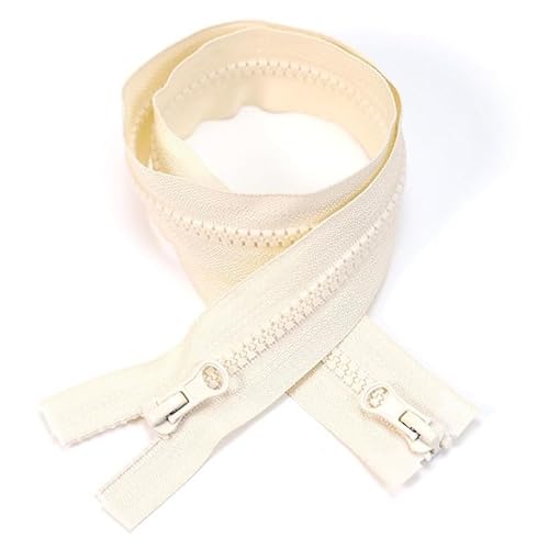 ZIPZSY 2 Stück #5 Kunstharz teilbar mit Reißverschluss (2-Wege), Reißverschlüsse mit zwei Schiebern für Kleidung und DIY-Nähprojekte (Beige, 70 cm) von ZIPZSY