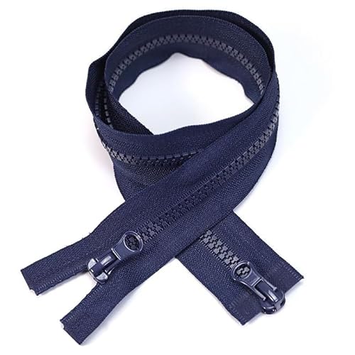 ZIPZSY 2 Stück #5 Kunstharz teilbar mit Reißverschluss (2-Wege), Reißverschlüsse mit zwei Schiebern für Kleidung und DIY-Nähprojekte (Marineblau, 100 cm) von ZIPZSY