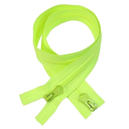 ZIPZSY 2 Stück #5 Kunstharz teilbar mit Reißverschluss (2-Wege), Reißverschlüsse mit zwei Schiebern für Kleidung und DIY-Nähprojekte (fluoreszierendes Grün, 80 cm) von ZIPZSY