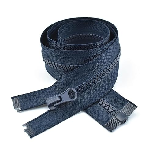 ZIPZSY 2 Stück #5 Reißverschlüsse aus Kunstharz mit offenem Ende, einfache Schieber mit unidirektionalem Verschluss für Kleidung und Nähen (Marineblau, 90 cm) von ZIPZSY