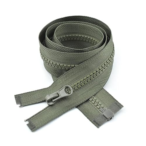 ZIPZSY 2 Stück #5 Reißverschlüsse aus Kunstharz mit offenem Ende, einfache Schieber mit unidirektionalem Verschluss für Kleidung und Nähen (olivgrün, 90 cm) von ZIPZSY