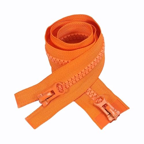 ZIPZSY 2 Stück #8 Reißverschlüsse aus Harz (2-Wege) – verstärkter Doppelschieber mit offenem Ende für DIY-Kleidung und Näharbeiten (Orange, 40 cm) von ZIPZSY