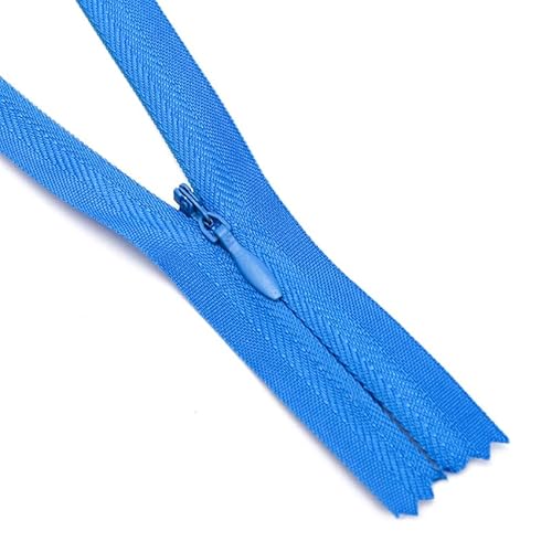 ZIPZSY 4 Stück unsichtbare Reißverschlüsse aus Nylon, Nr. 3 (geschlossene Spitze), selbstsichernder Schieber, für Kleider, DIY Nähen und Heimtextilien (Blau, 50 cm) von ZIPZSY