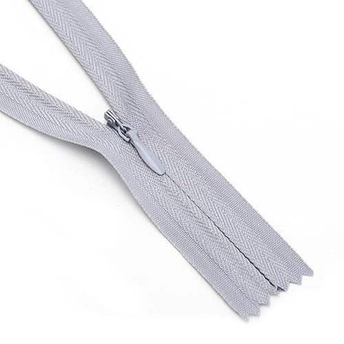 ZIPZSY 4 Stück unsichtbare Reißverschlüsse aus Nylon Nr. 3 (geschlossene Spitze), selbstsichernder Schieber, für Kleider, Näharbeiten und Heimtextilien (Grau, 60 cm) von ZIPZSY