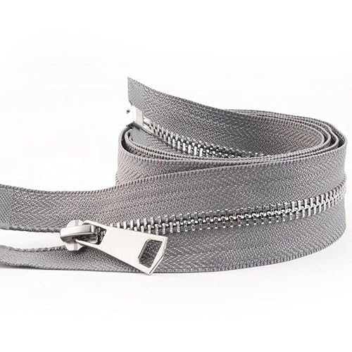 ZIPZSY #5 Reißverschluss Metall zum Öffnen Silber Zähne Silber teilbar für Kleidung Taschen Nähen Handwerk (Grau, 75cm) von ZIPZSY