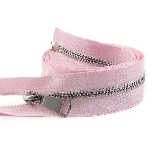 ZIPZSY #5 Reißverschluss Metall zum Öffnen Silber Zähne Silber teilbar für Kleidung Taschen Nähen Handwerk (Rosa, 50cm) von ZIPZSY