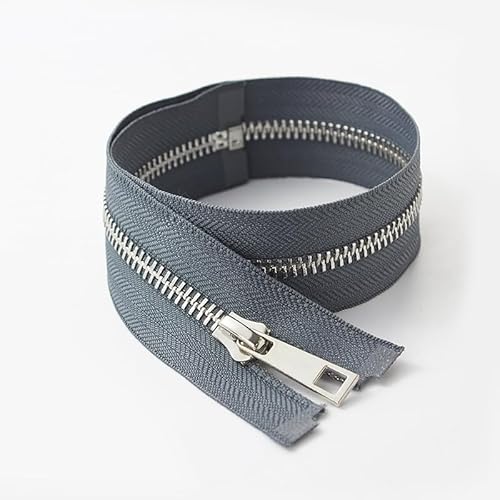 ZIPZSY #5 Reißverschluss aus Metall mit silberfarbenen Y-Zähnen aus Titan (Open-End), automatische Verriegelung zum Nähen (Grau, 75 cm) von ZIPZSY