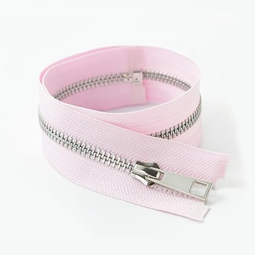 ZIPZSY #5 Reißverschluss aus Metall mit silberfarbenen Y-Zähnen aus Titan (Open-End), automatische Verriegelung zum Nähen (Rosa, 45 cm) von ZIPZSY
