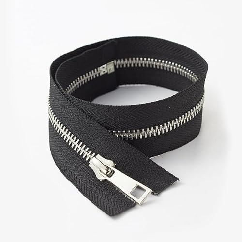 ZIPZSY #5 Reißverschluss aus Metall mit silberfarbenen Y-Zähnen aus Titan (Open-End), automatische Verriegelung zum Nähen (Schwarz, 70 cm) von ZIPZSY