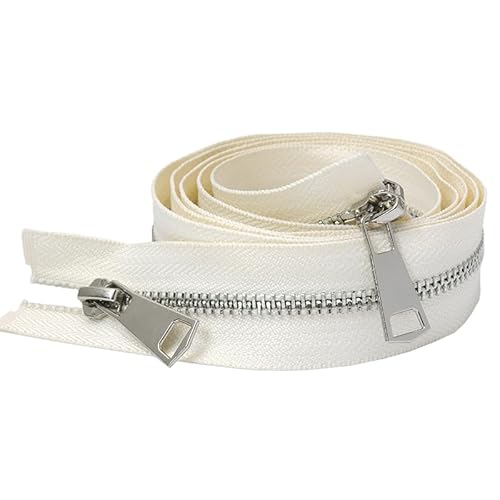 ZIPZSY #5 Reißverschluss für Mantel mit Trennung, 2-Wege, Silber, Metall, für Mäntel und Leder, Nähhandwerk, Öffnung mit doppeltem Reißverschluss (Beige, 60 cm) von ZIPZSY