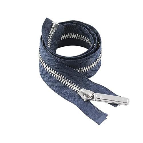 ZIPZSY #8 Reißverschluss aus silberfarbenem Metall, automatische Verriegelung, Reißverschluss aus reinem Kupfer mit offenem Ende, zum Nähen und Basteln (Blau, 25 cm) von ZIPZSY