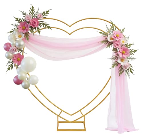 ZIRUU Goldener herzförmiger Hochzeitsbogen-Ständer 6,5 ft Metall Frame für Zeremonien, Heiratsanträge, Brautenspiele, Geburtstage Doppelschicht mit Ballon und Blumenhalter Innen und Außengebrauch ZIRUU Goldener herzförmiger Hochzeitsbogen-Ständer 6,5 ft Metall Frame für Zeremonien, Heiratsanträge, Brautenspiele, Geburtstage Doppelschicht mit Ballon und Blumenhalter Innen und Außengebrauch von ZIRUU