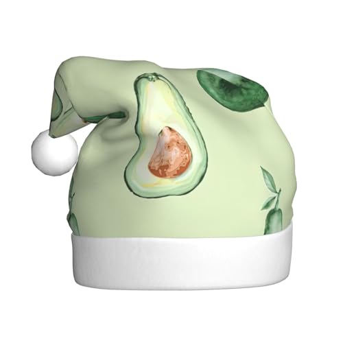 ZISHAK Avocado-Muster entzückende erwachsene Plüsch-Weihnachtsmütze, festlicher dekorativer Hut für Urlaubs-Spaß von ZISHAK