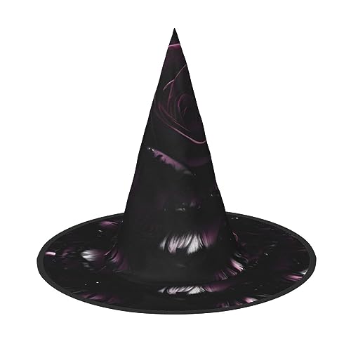 ZISHAK Halloween-Hexenhut für Damen, Gothic-Rosen-Druck, ultimativer Partyhut für das beste Halloween-Kostüm-Ensemble von ZISHAK