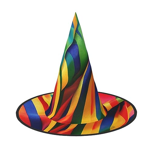 ZISHAK Halloween-Hexenhut für Damen, Regenbogenfarben, gestreift, ultimativer Partyhut für das beste Halloween-Kostüm-Ensemble von ZISHAK