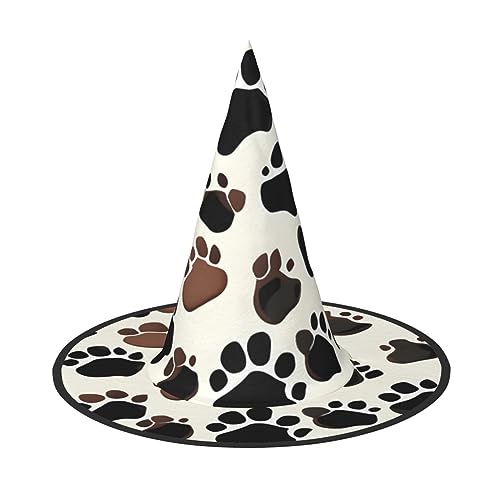 ZISHAK Halloween-Hexenhut mit Hundepfotenabdrücken für Damen, ultimativer Partyhut für das beste Halloween-Kostüm-Ensemble von ZISHAK