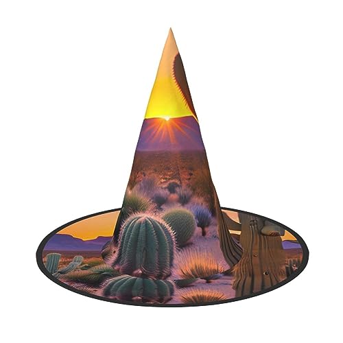 ZISHAK Hexenhut für Damen, Motiv: Kaktus-Wüste, Sonnenuntergänge, ultimativer Partyhut für das beste Halloween-Kostüm-Ensemble von ZISHAK