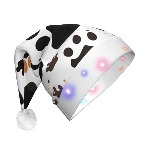 ZISHAK Leuchtende Plüsch-Weihnachtsmütze mit Tierpfotenabdrücken für Erwachsene, perfekt für Weihnachtsfeiern, Partys und Veranstaltungen von ZISHAK
