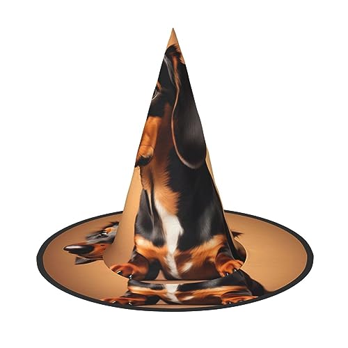 ZISHAK Niedlicher Dackel-Hund, trendiger Halloween-Hexenhut für Frauen – ultimativer Partyhut für das beste Halloween-Kostüm-Ensemble von ZISHAK