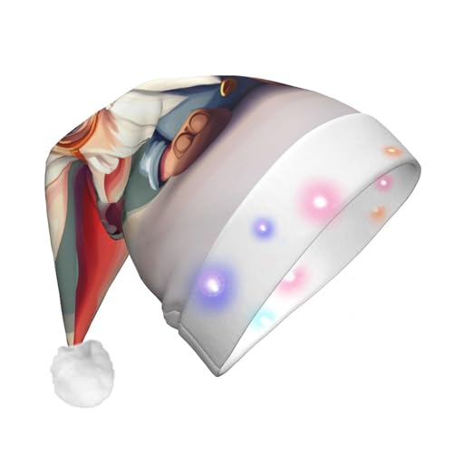 ZISHAK Niedlicher Zwerg leuchtende Plüsch-Weihnachtsmütze für Erwachsene – perfekt für Weihnachtsfeiern, Partys und Veranstaltungen von ZISHAK