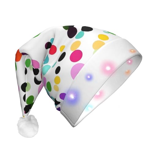 ZISHAK Twister Polka Dots leuchtende Plüsch-Weihnachtsmütze für Erwachsene – perfekt für Weihnachten, Partys und Veranstaltungen von ZISHAK