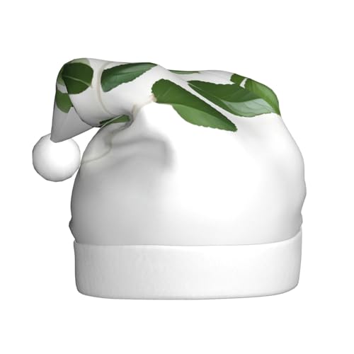 ZISHAK Weißer natürlicher grüner Zweig entzückender erwachsener Plüsch-Weihnachtsmütze, festlicher dekorativer Hut für Urlaubs-Spaß von ZISHAK