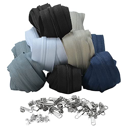 ZITFRI 12m Reißverschluss endlos 5mm, je 2m, teilbarer Reißverschluss mit 30 Zipper und 30 Endstück, 5 Farben Endlosreißverschluss mit Zipper für Kleidung, Röcke, Rucksack, Heimtextilien ZITFRI 12m Reißverschluss endlos 5mm, je 2m, teilbarer Reißverschluss mit 30 Zipper und 30 Endstück, 5 Farben Endlosreißverschluss mit Zipper für Kleidung, Röcke, Rucksack, Heimtextilien von ZITFRI