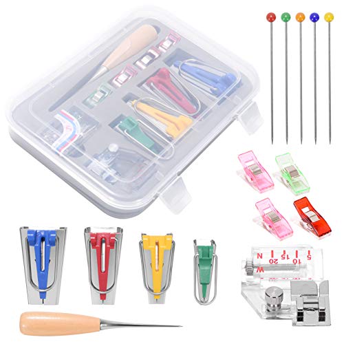 ZITFRI 4er Schrägbandformer 6mm 12mm 18mm 25mm Bias Tape Maker Kit Schrägband Werkzeug mit Verstellbar Nähfuß, Quilten Ahle, Ball Pins, Stoffklammern, Nähen Zubehören für Kleidung DIY Handwerk ZITFRI 4er Schrägbandformer 6mm 12mm 18mm 25mm Bias Tape Maker Kit Schrägband Werkzeug mit Verstellbar Nähfuß, Quilten Ahle, Ball Pins, Stoffklammern, Nähen Zubehören für Kleidung DIY Handwerk von ZITFRI
