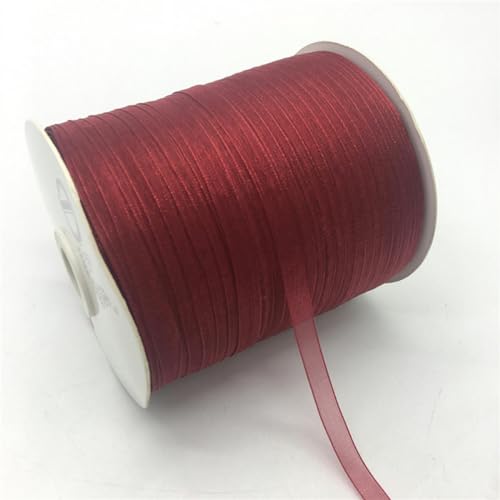 Bänder für Geschenkverpackungen, 10 Yards/Lot 1/4" 6mm Bulk Organzaband Schleife Haar Party Hochzeit Weihnachtsdekoration DIY Spitzenhandwerk(Deep red) von ZIUBMVDYC