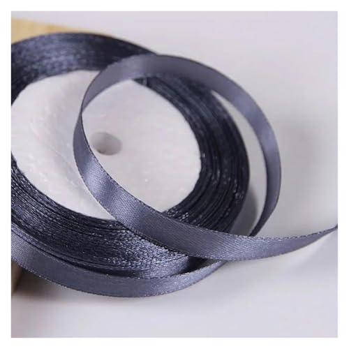 Bänder für Geschenkverpackungen, 10 mm Satinband for Selbermachen, Nähen, handgefertigtes Bastelzubehör, Schwarz, Weiß, Beige, Rosa, Rot, Blau, Grün, Lila, Weihnachtsdekorationsband(Dark gray) von ZIUBMVDYC
