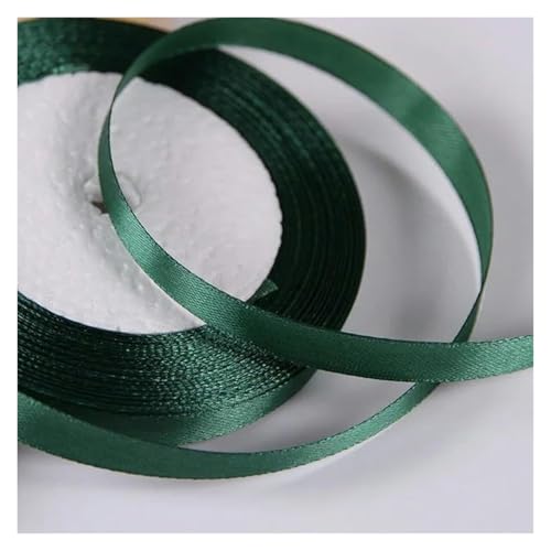 Bänder für Geschenkverpackungen, 10 mm Satinband for Selbermachen, Nähen, handgefertigtes Bastelzubehör, Schwarz, Weiß, Beige, Rosa, Rot, Blau, Grün, Lila, Weihnachtsdekorationsband(Deep Green) von ZIUBMVDYC