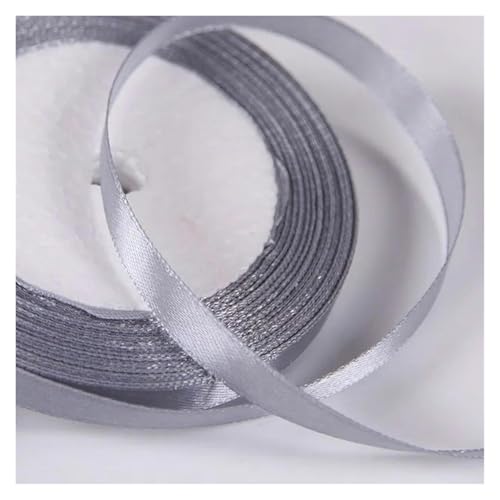 Bänder für Geschenkverpackungen, 10 mm Satinband for Selbermachen, Nähen, handgefertigtes Bastelzubehör, Schwarz, Weiß, Beige, Rosa, Rot, Blau, Grün, Lila, Weihnachtsdekorationsband(Grijs) von ZIUBMVDYC