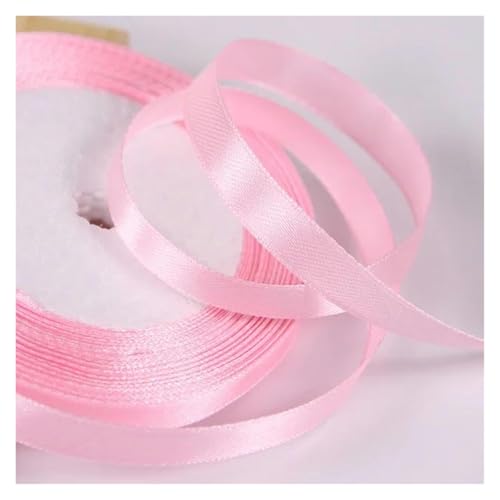 Bänder für Geschenkverpackungen, 10 mm Satinband for Selbermachen, Nähen, handgefertigtes Bastelzubehör, Schwarz, Weiß, Beige, Rosa, Rot, Blau, Grün, Lila, Weihnachtsdekorationsband(Light Pink) von ZIUBMVDYC