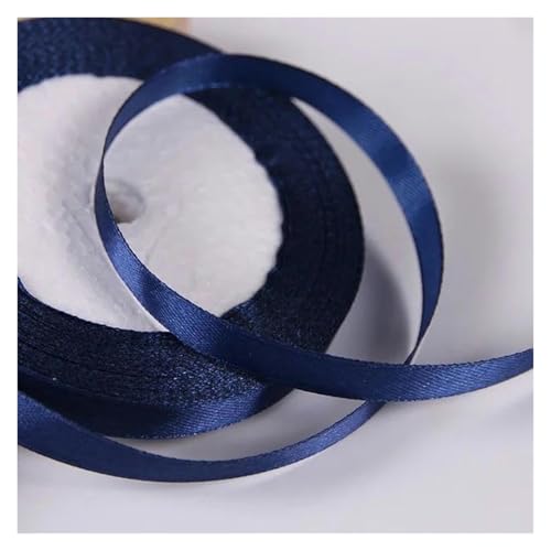 Bänder für Geschenkverpackungen, 10 mm Satinband for Selbermachen, Nähen, handgefertigtes Bastelzubehör, Schwarz, Weiß, Beige, Rosa, Rot, Blau, Grün, Lila, Weihnachtsdekorationsband(Navy) von ZIUBMVDYC