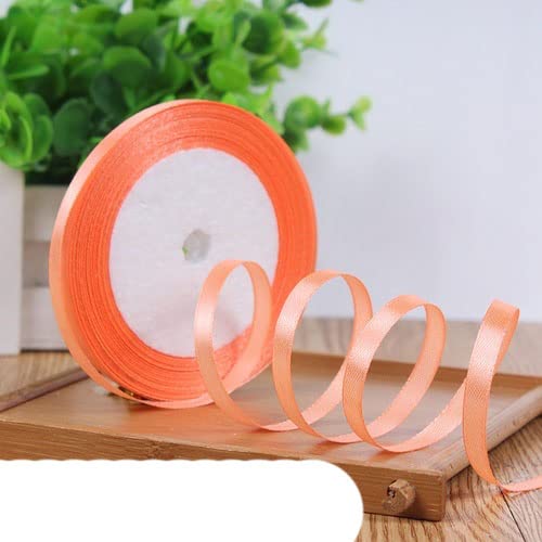 Bänder für Geschenkverpackungen, 22 Meter 6 mm einfarbige Satinbänder for Hochzeit, dekorative Geschenkbox, Verpackungsgürtel, DIY-Handwerk, Weiß, Rosa, Blau, Rot, Gelb(Bright orange) von ZIUBMVDYC