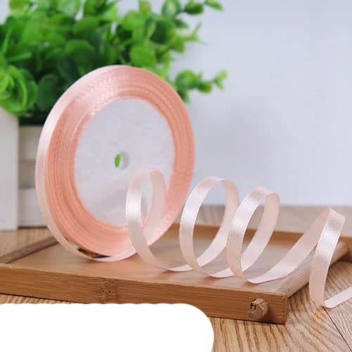 Bänder für Geschenkverpackungen, 22 Meter 6 mm einfarbige Satinbänder for Hochzeit, dekorative Geschenkbox, Verpackungsgürtel, DIY-Handwerk, Weiß, Rosa, Blau, Rot, Gelb(Champagne) von ZIUBMVDYC