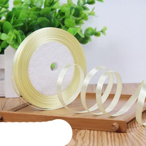 Bänder für Geschenkverpackungen, 22 Meter 6 mm einfarbige Satinbänder for Hochzeit, dekorative Geschenkbox, Verpackungsgürtel, DIY-Handwerk, Weiß, Rosa, Blau, Rot, Gelb(Cream) von ZIUBMVDYC